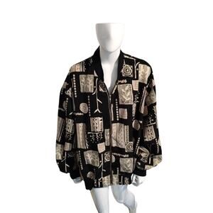 Vintage Cascais Womens size 2X Lightweight‎ Artwear Classic Bomber Zipper Jacket